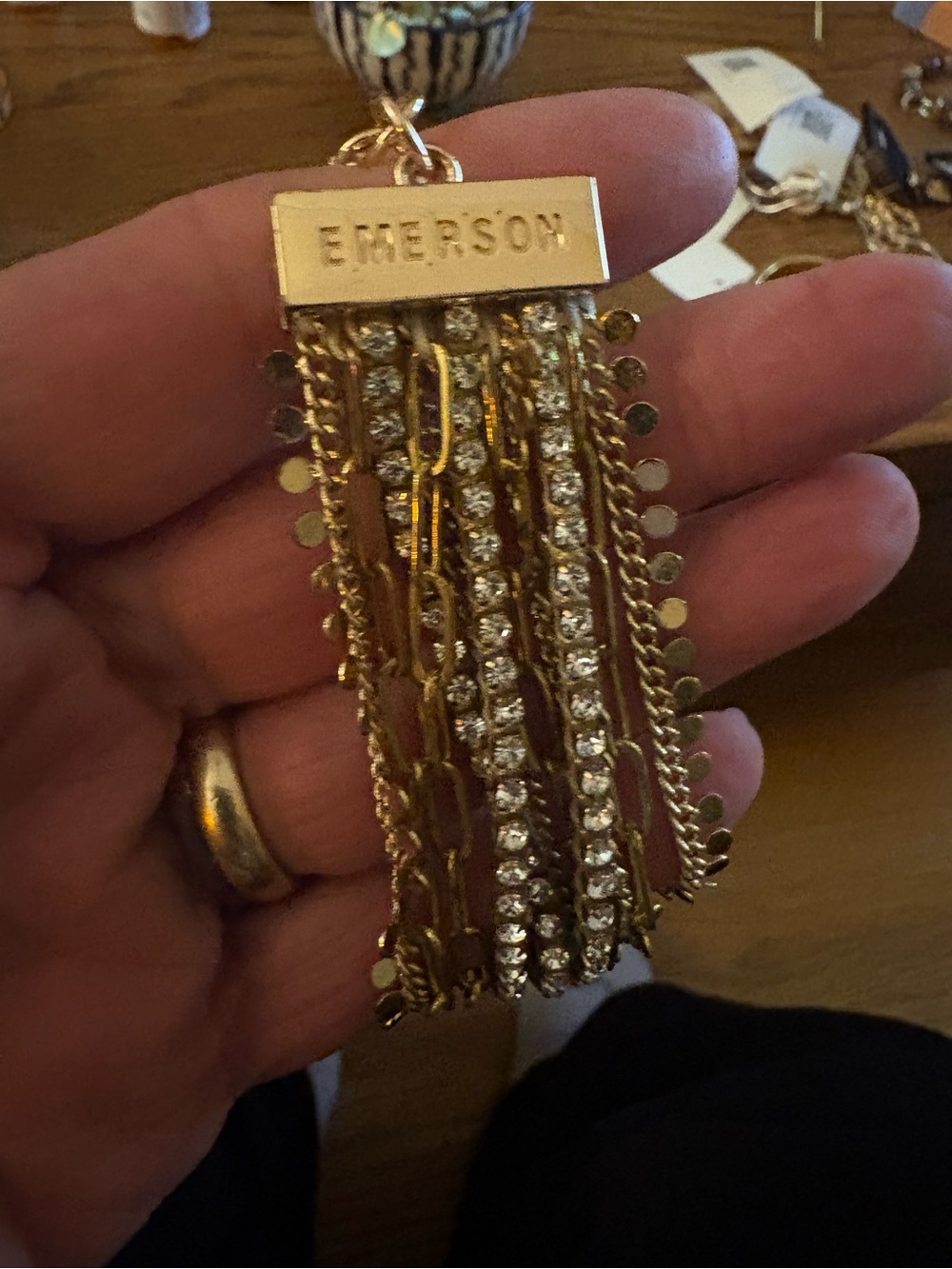 Victoria Emerson Multi-strand Gold Chain Rhinestone Bracelet 11 Strands